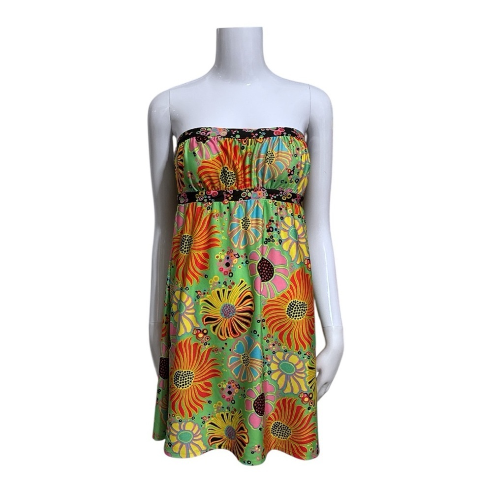 VTG Y2K Strapless Swim Coverup Size Medium Pop Art Frutiger Metro - Picture 2 of 8